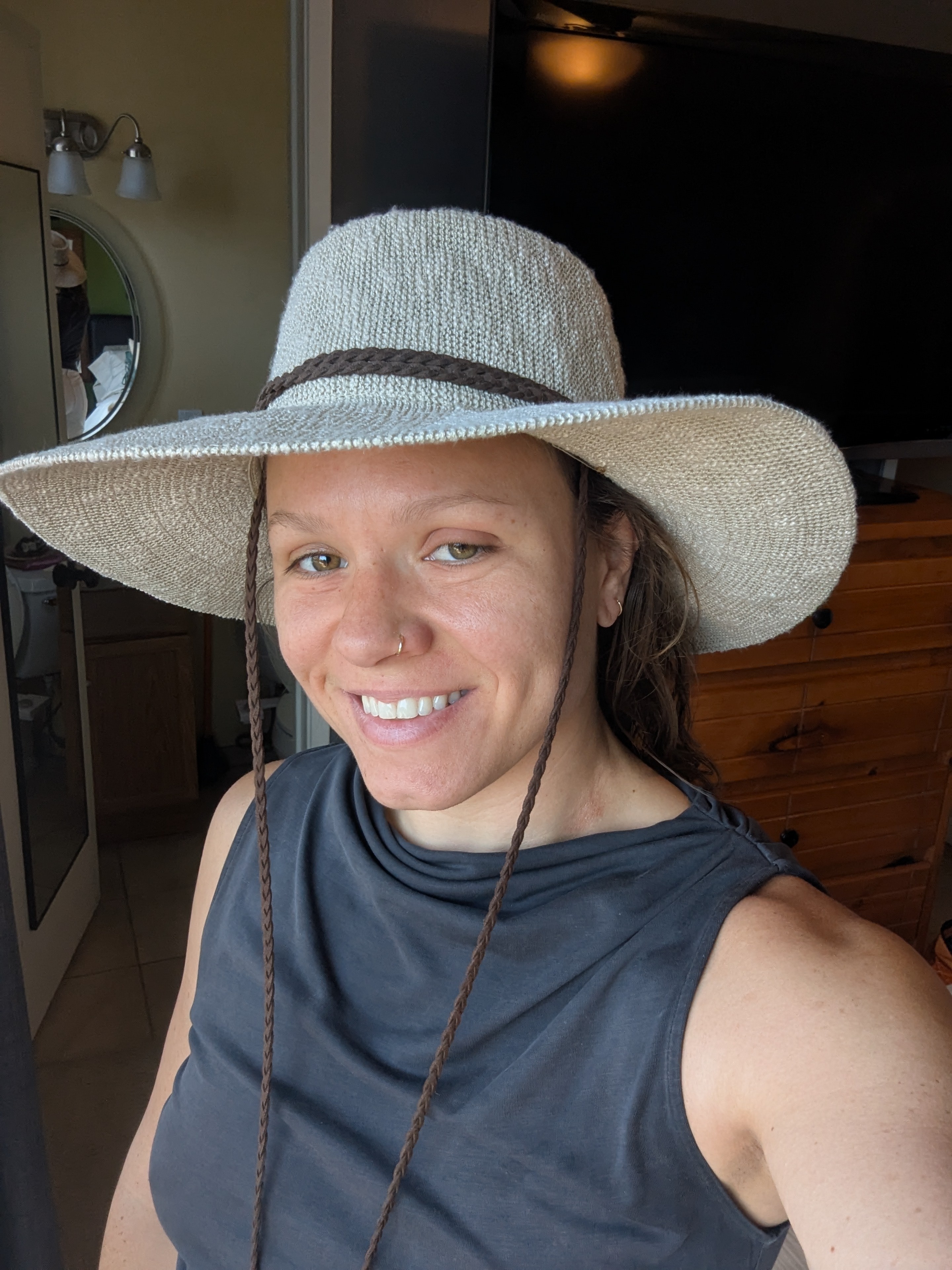 Carve Designs Natural Straw Sun Hat With Brown Braided Chin Cord